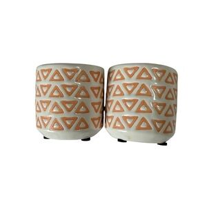 Allen and Roth (2) Geometric Patterned Ceramic Planters